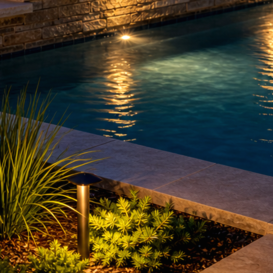 Pool Lighting Ideas materials and planting