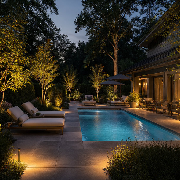 Pool Lounge Ideas evening light