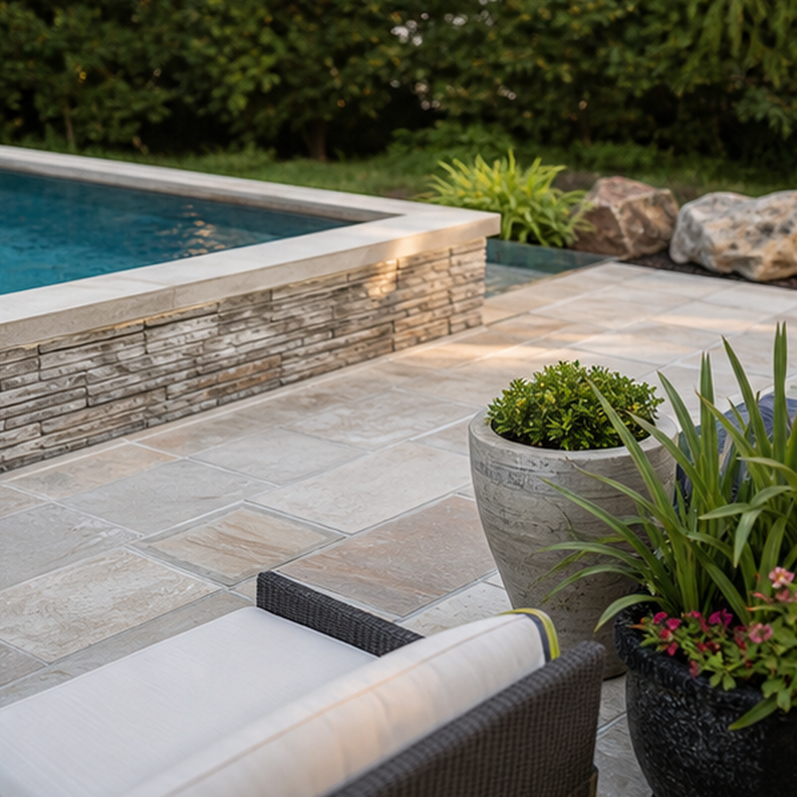 Pool Patio Ideas planting and material detail