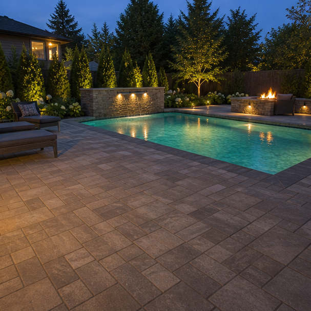 Pool Paver Ideas evening light
