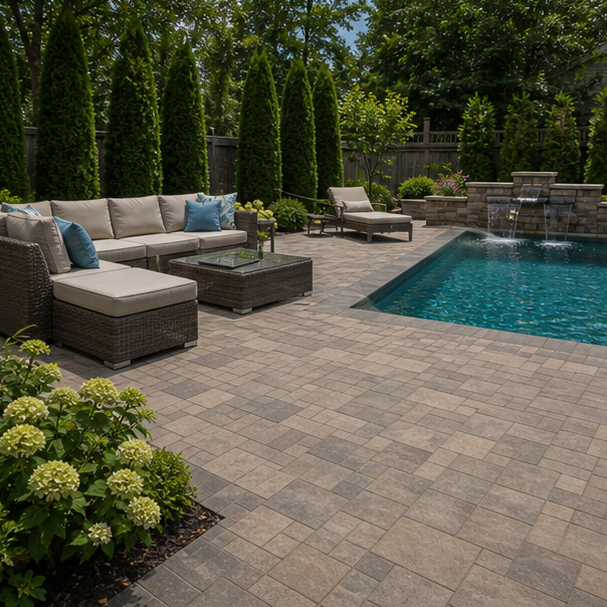Pool Paver Ideas seating area
