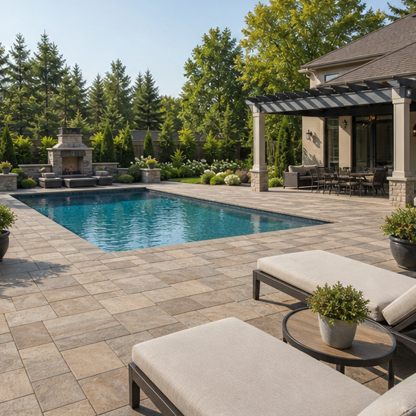 Pool Paver Ideas wide view