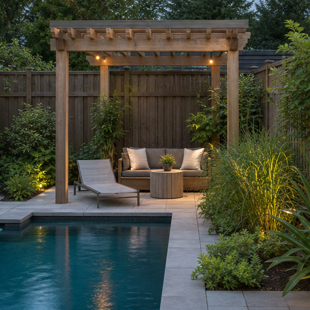 Pool Pergola Ideas compact layout