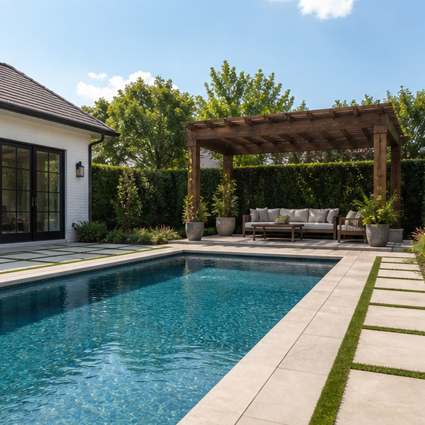 Pool Pergola Ideas backyard setting