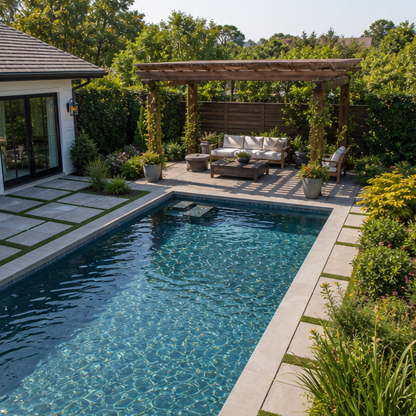 Pool Pergola Ideas layout view