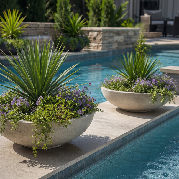 Pool Planter Ideas water edge detail