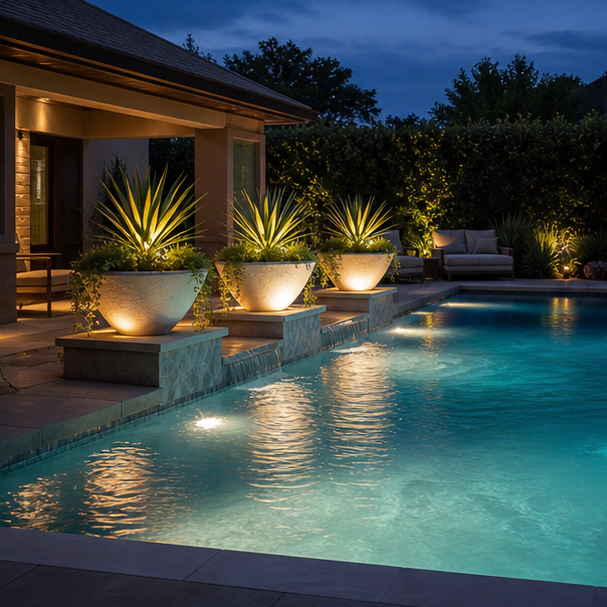 Pool Planter Ideas evening light
