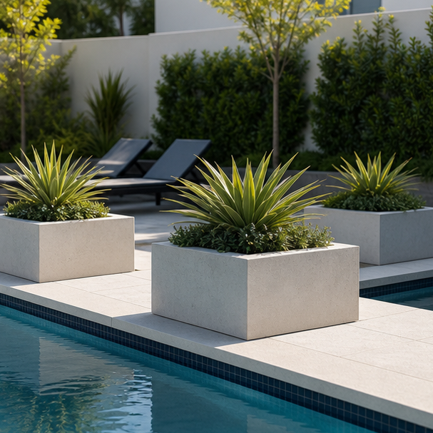 Pool Planter Ideas modern lines