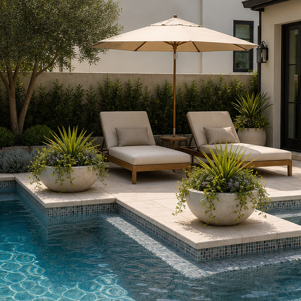Pool Planter Ideas seating area