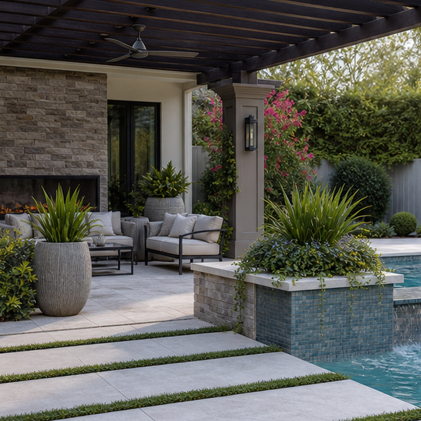 Pool Planter Ideas shade view