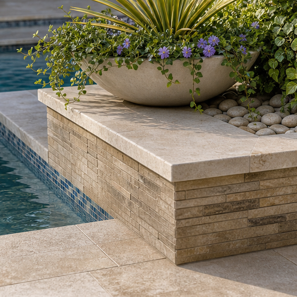 Pool Planter Ideas stone texture
