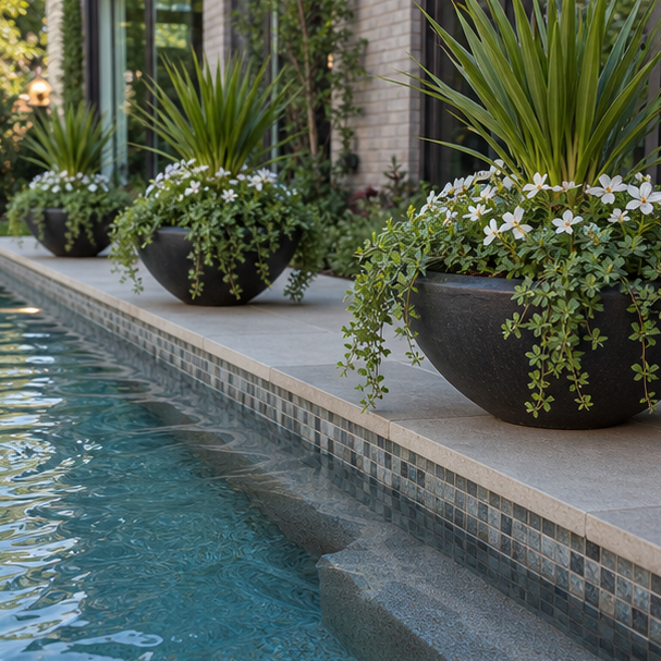 Pool Planter Ideas waterline detail