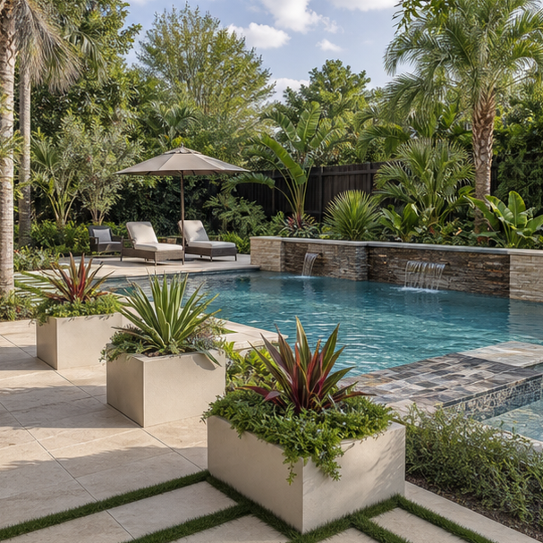 Pool Planter Ideas wide view