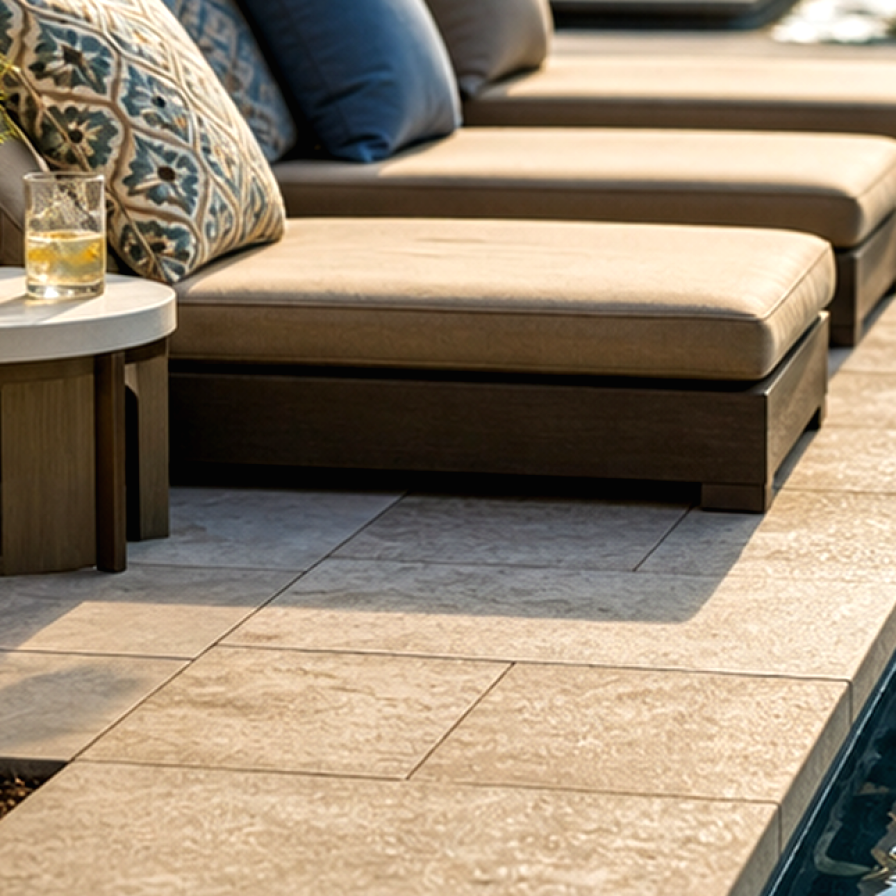 Pool Seating Ideas materials and planting