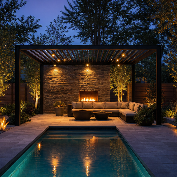 Pool Shade Ideas soft evening glow