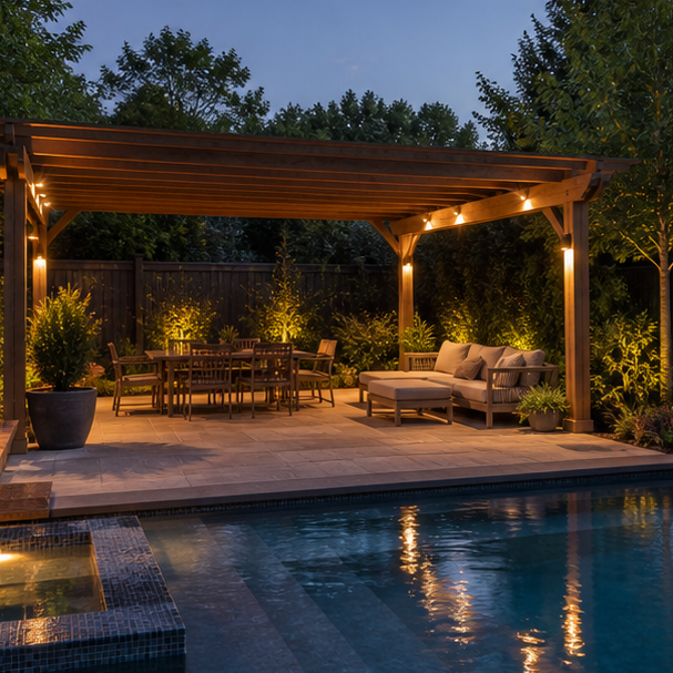 Pool Shade Ideas evening light