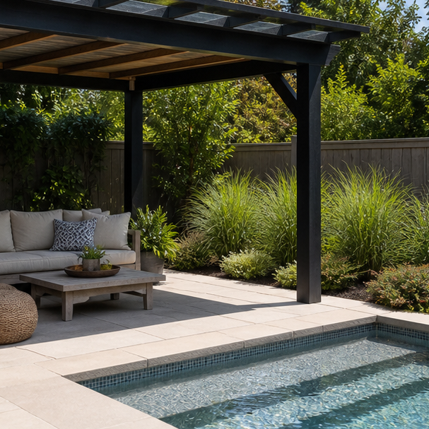Pool Shade Ideas materials and planting