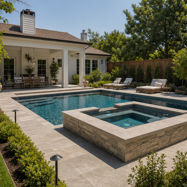 Pool Spa Combo Ideas backyard setting