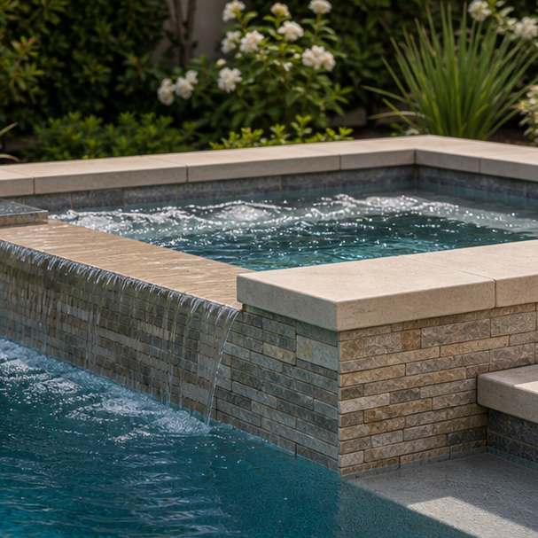 Pool Spa Combo Ideas water edge detail