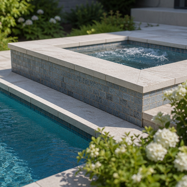 Pool Spa Combo Ideas materials and planting