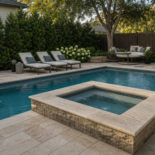 Pool Spa Combo Ideas seating area