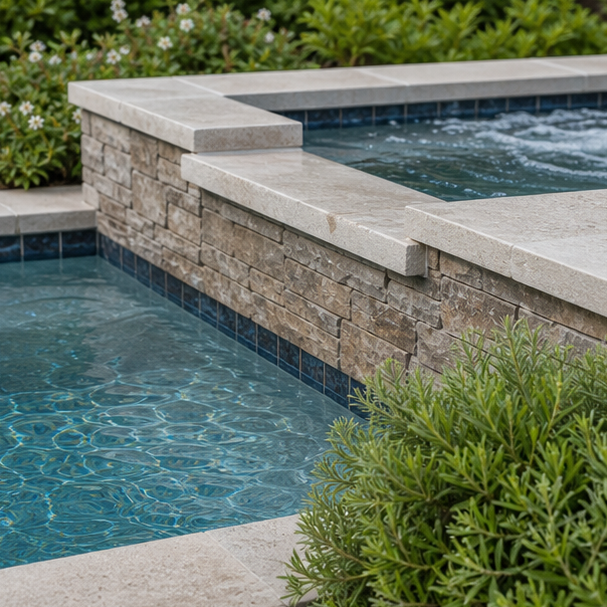 Pool Spa Combo Ideas stone texture