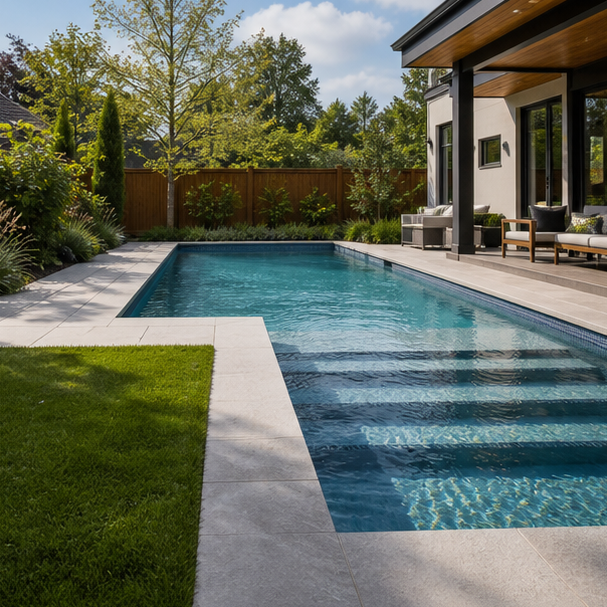 Pool Step Ideas backyard setting