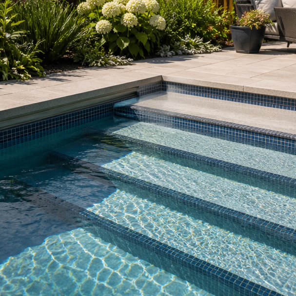 Pool Step Ideas water edge detail