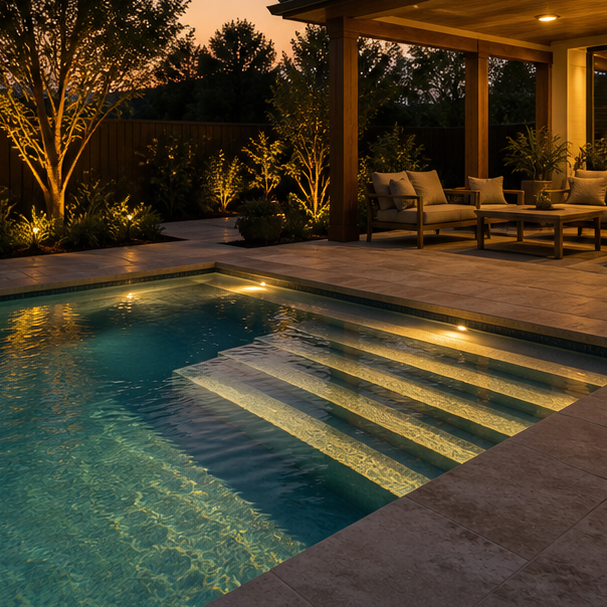 Pool Step Ideas soft evening glow