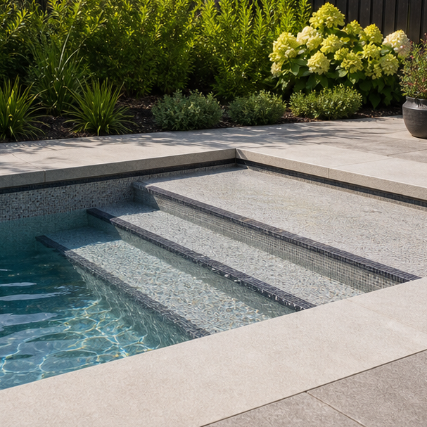 Pool Step Ideas materials and planting