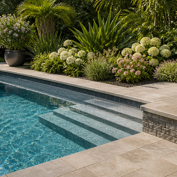 Pool Step Ideas planting edge