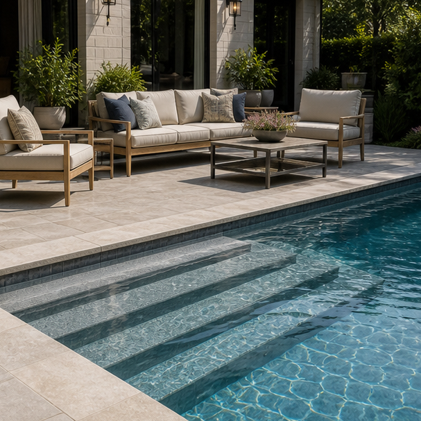 Pool Step Ideas seating area