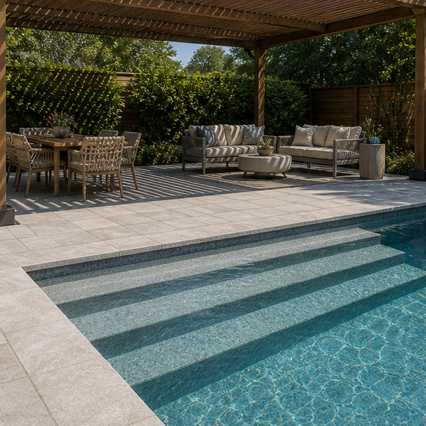 Pool Step Ideas shade view