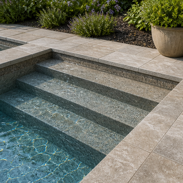 Pool Step Ideas stone texture