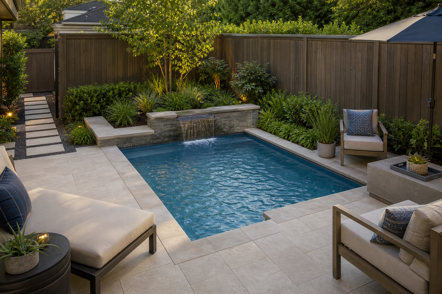 Pool Waterfall Ideas compact layout