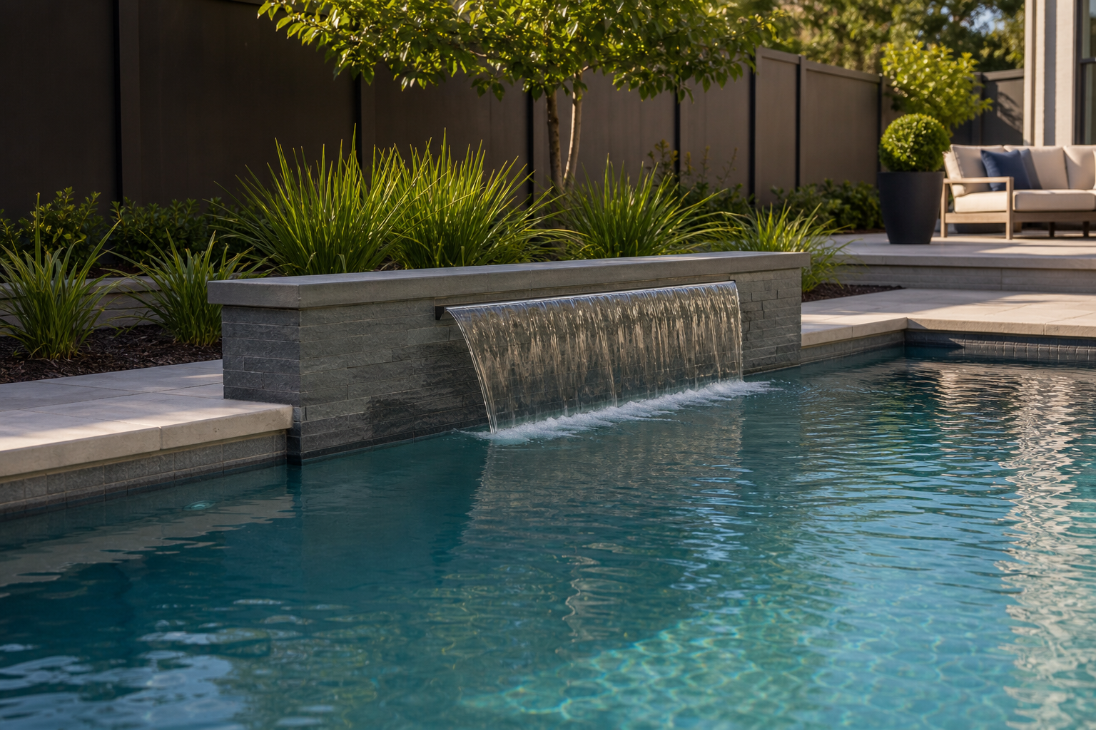 Pool Waterfall Ideas modern lines