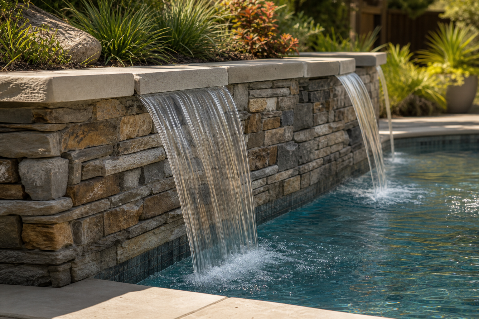 Pool Waterfall Ideas stone texture