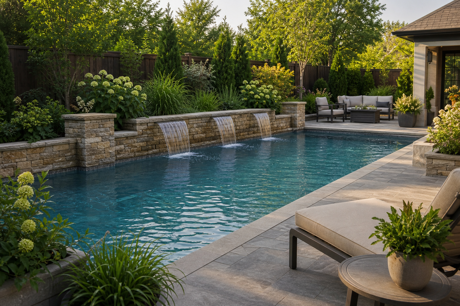 Pool Waterfall Ideas wide view