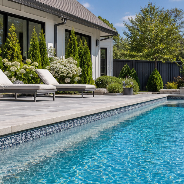 Pool Waterline Ideas backyard setting