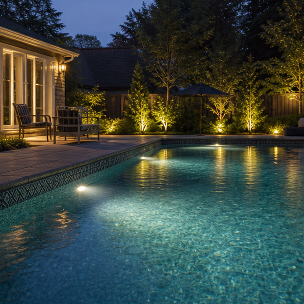 Pool Waterline Ideas evening light