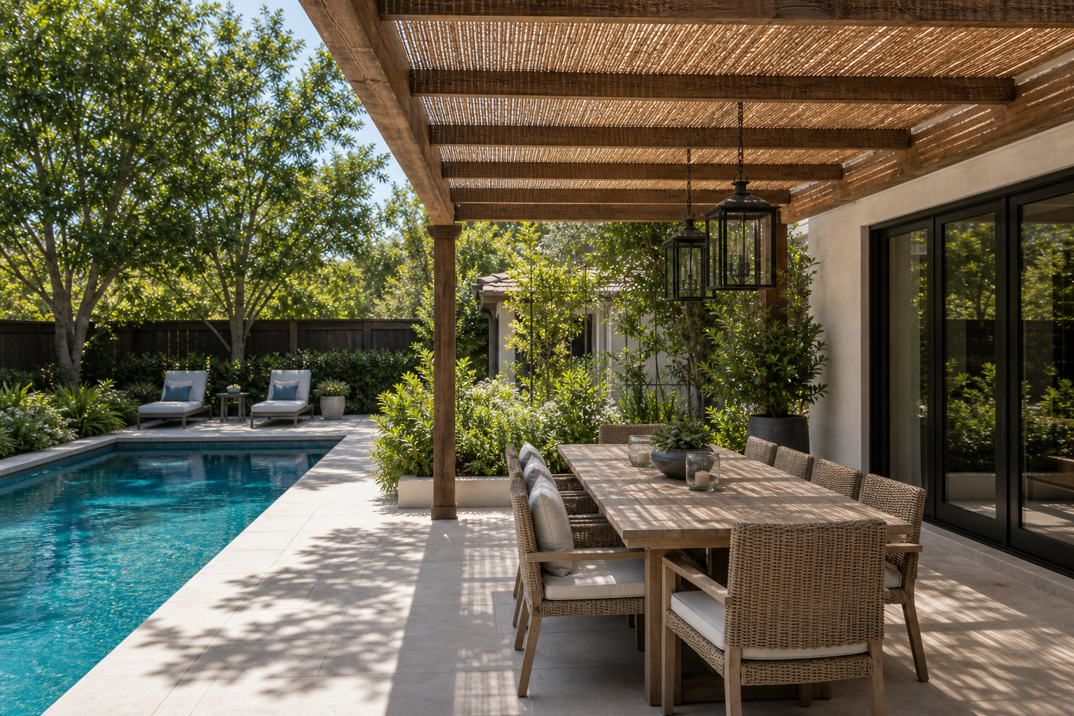 Poolside Dining Ideas shade view