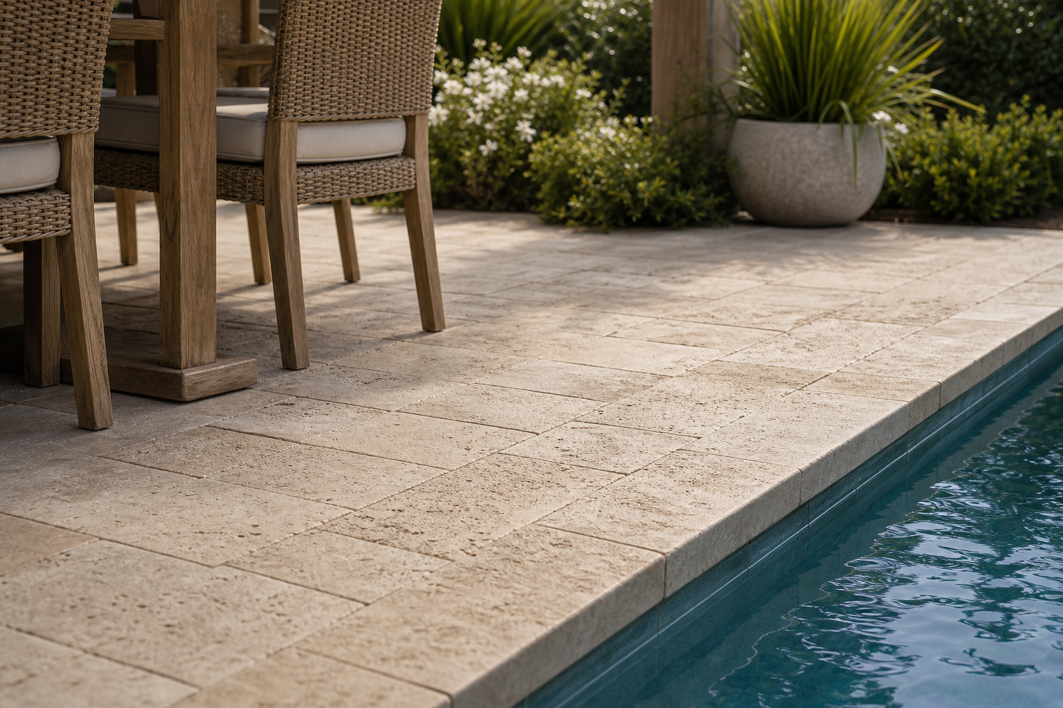 Poolside Dining Ideas stone texture