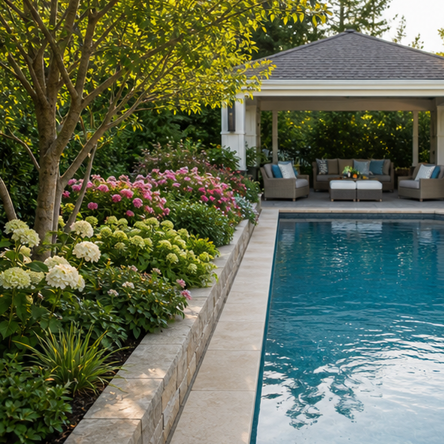 Poolside Garden Ideas in a real setting