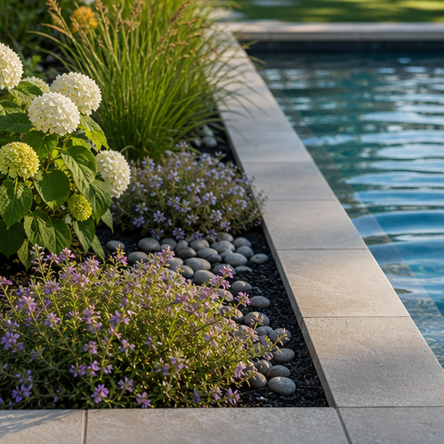 Poolside Garden Ideas planting and material detail