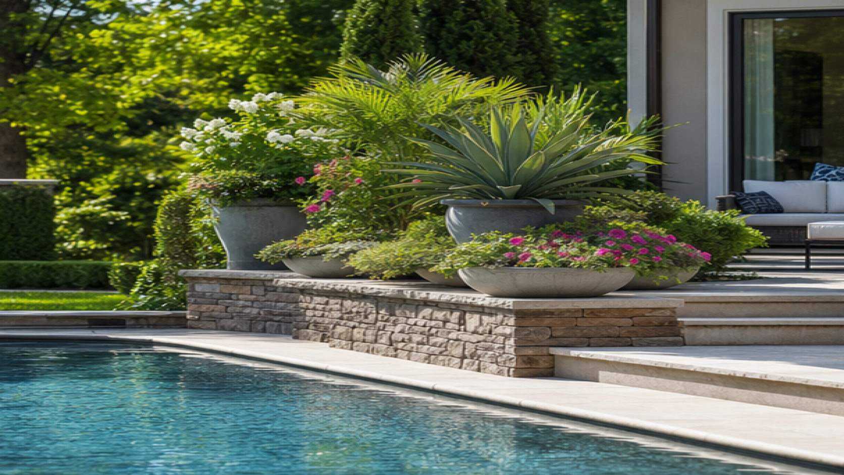 Poolside Garden Ideas with poolside planters