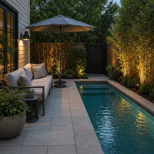 Poolside Patio Ideas compact layout