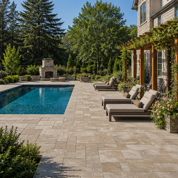 Poolside Patio Ideas wide view