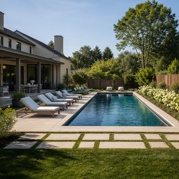 Rectangular Pool Ideas backyard setting