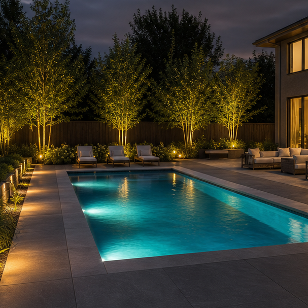Rectangular Pool Ideas evening light