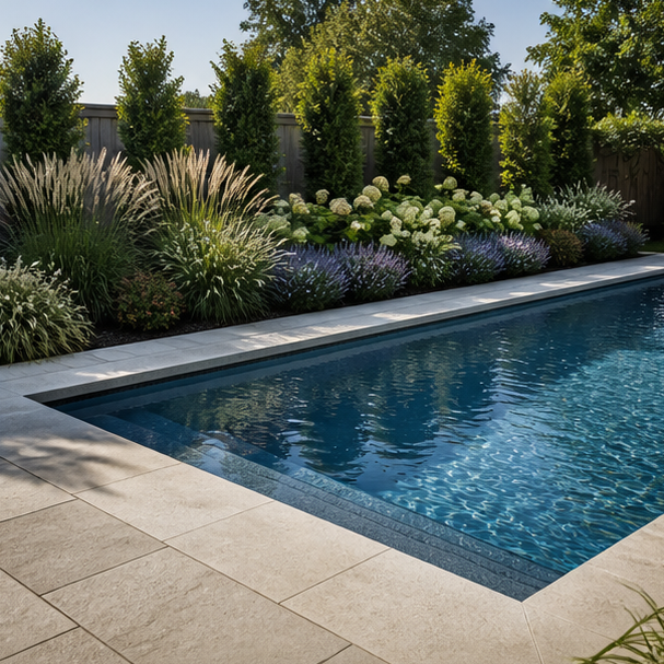 Rectangular Pool Ideas planting edge